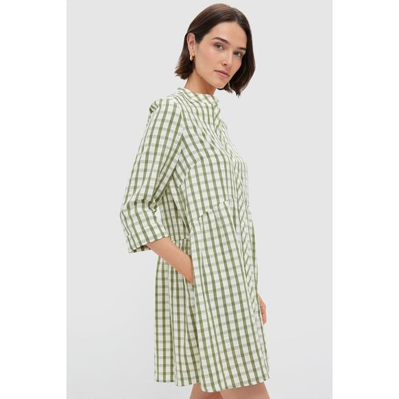 TUCKERNUCK Sage Seersucker Gingham Royal Shirt Dress Size L NWT - Picture 6 of 7